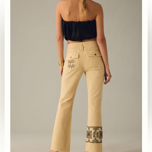 Pilcro designed by Phila for “Anthropologie”  Cotton Beige Pant w/Embroidery - Picture 5 of 6
